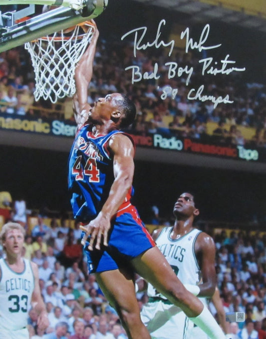 Rick Mahorn Signed/Inscribed 11x14 Photo Detroit Pistons CX Auth 189743
