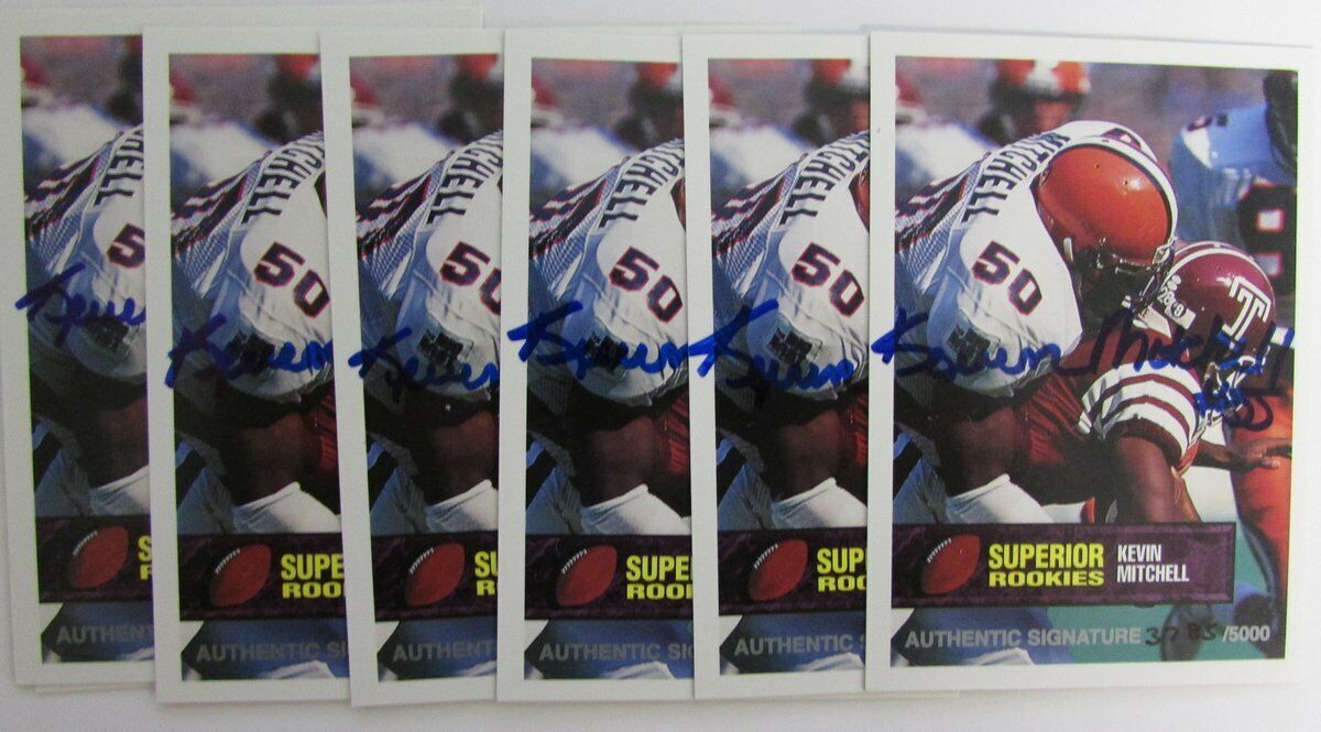 Kevin Mitchell SF 49ers Lot of 6 Signed Rookie Authentic Signature Card 144789