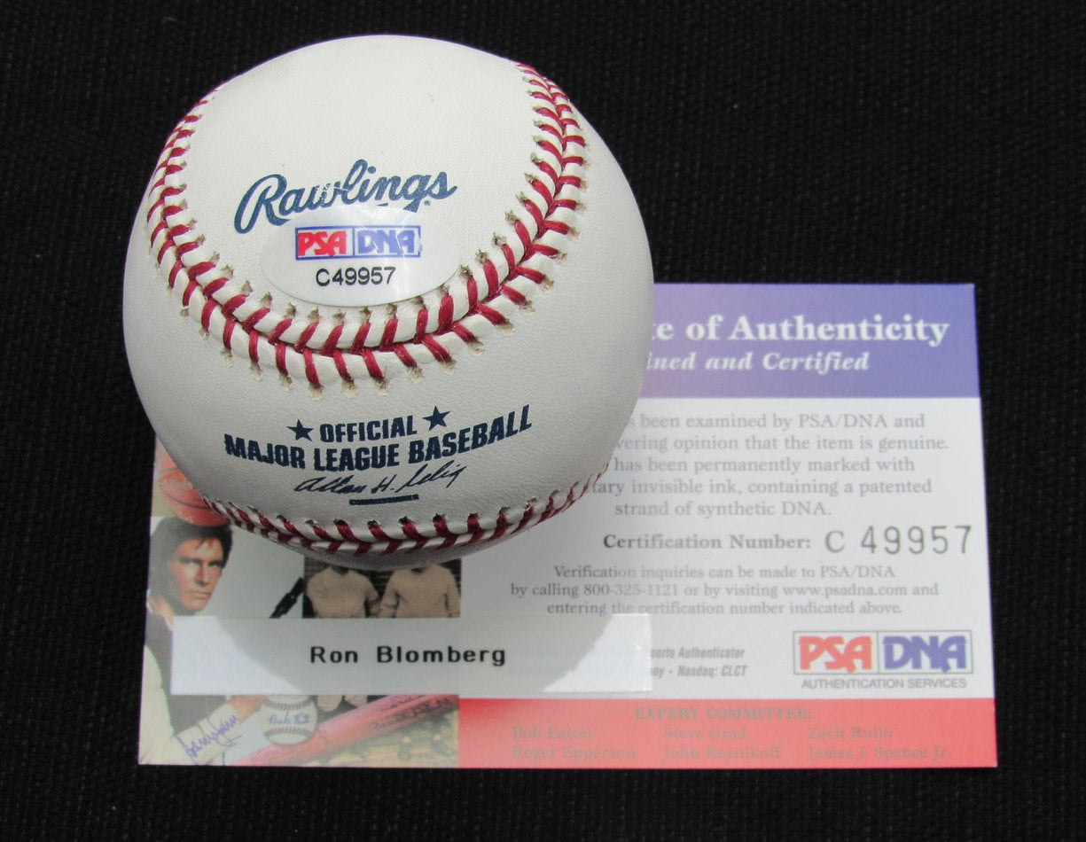 Ron Blomberg Signed/Auto Yankees 100th OML Baseball PSA/DNA Inscr 186980