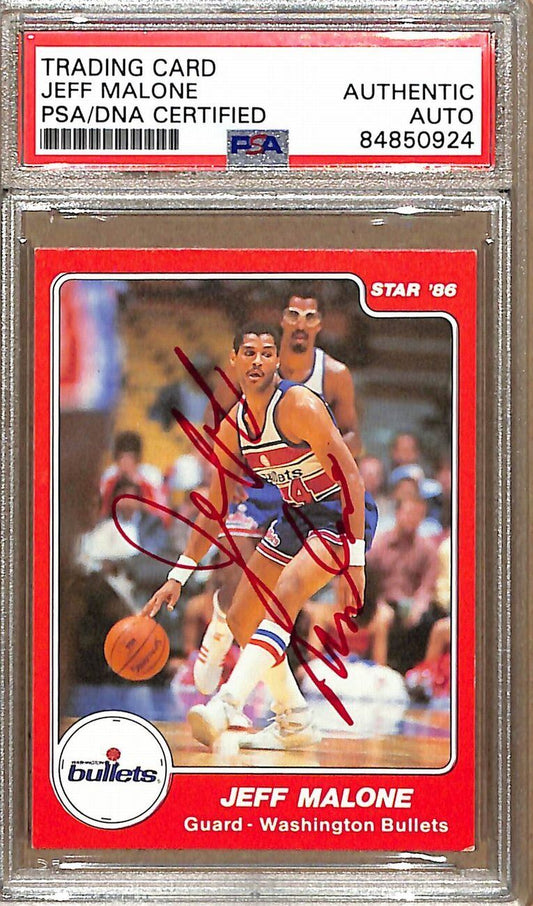 1985-86 Star Company #112 Jeff Malone Bullets Signed/Auto Card PSA/DNA 178983