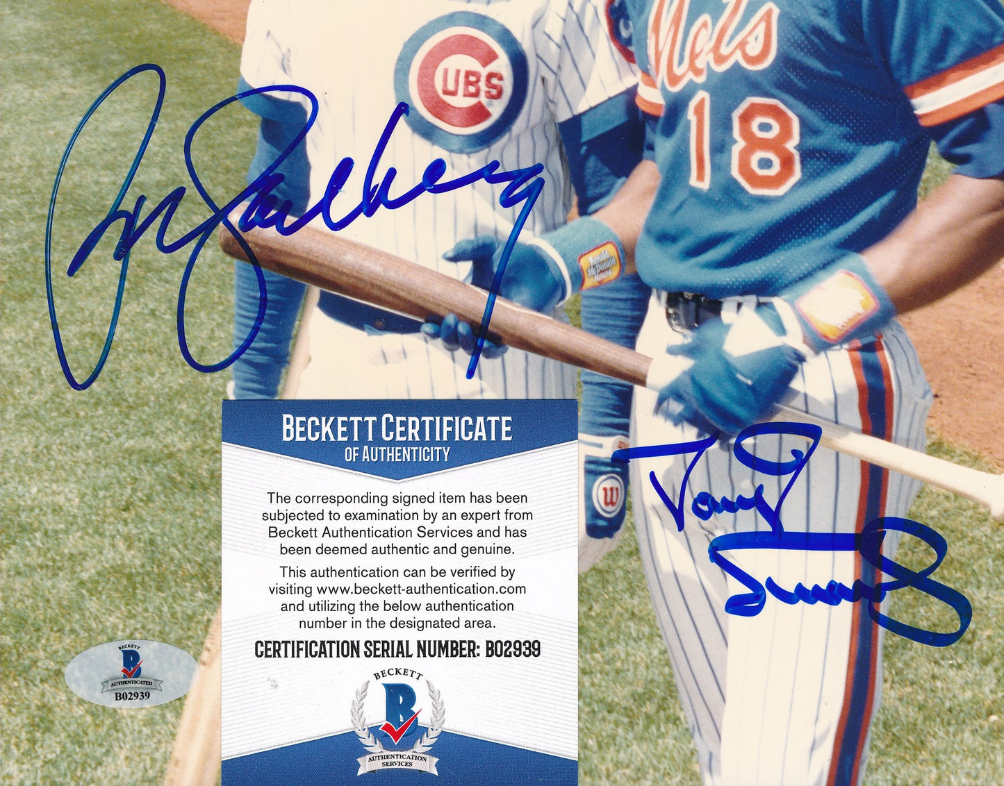 Darryl Strawberry/Ryne Sandberg Dual-Signed/Auto 8x10 Photo Beckett 192304