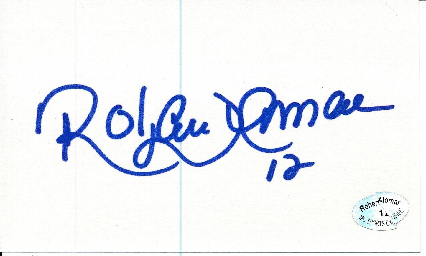 Roberto Alomar HOF Toronto Blue Jays Signed/Autographed 3x5 Index Card 163937