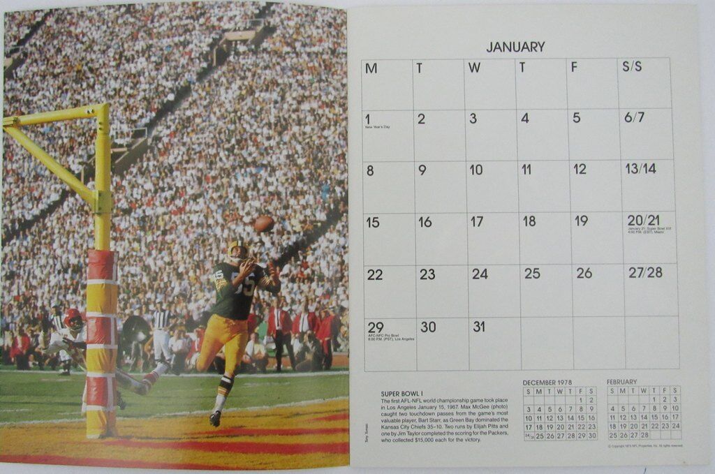 1979 Super Bowl Appointment Calendar - Super Bowl XIII Jan 21, 1979 141339