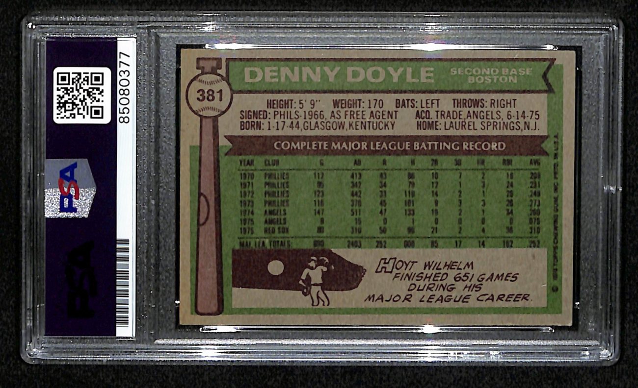 Denny Doyle Signed 1976 Topps Card #381 Boston Red Sox PSA/DNA 184391