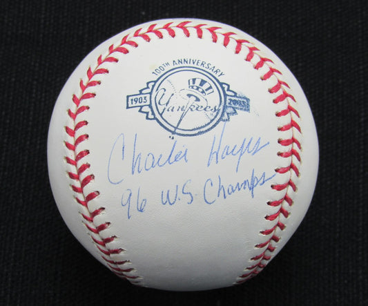 Charlie Hayes Signed/Auto Yankees 100th OML Baseball MAB Inscr 187037