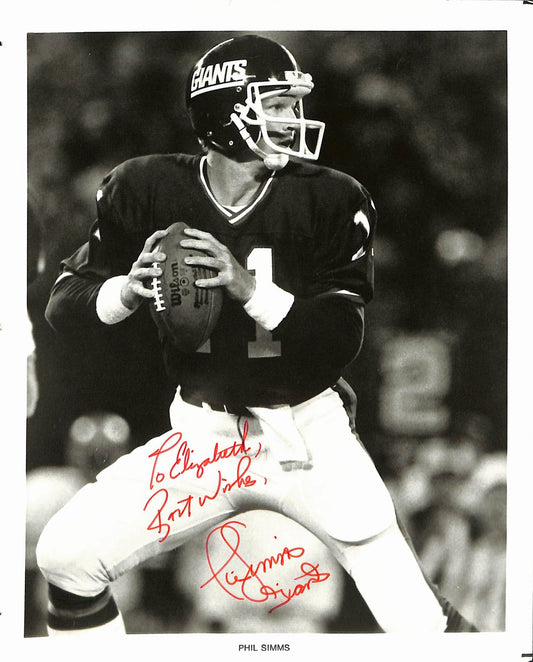 Phil Simms New York Giants MVP SB XXI Signed/Autographed  8x10 B&W Photo 189490