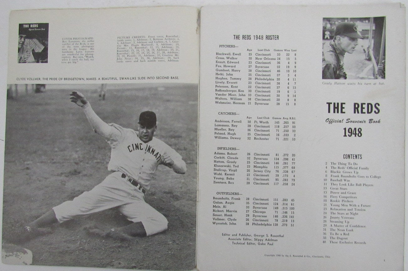 Vintage 1948 Cincinnati "The Reds" Official Souvenir Book 175616