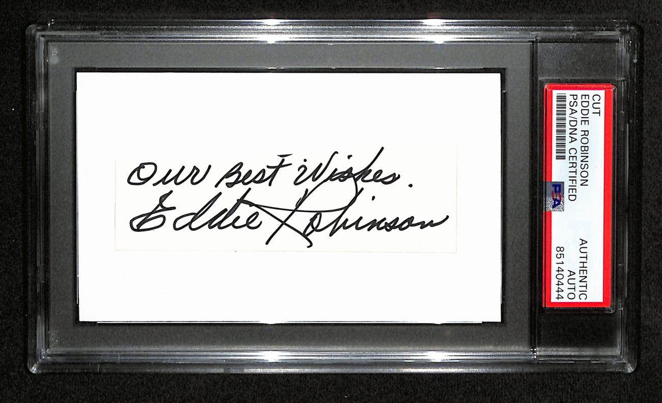 Eddie Robinson  Autographed 3x5 Cut Card PSA/DNA 186548