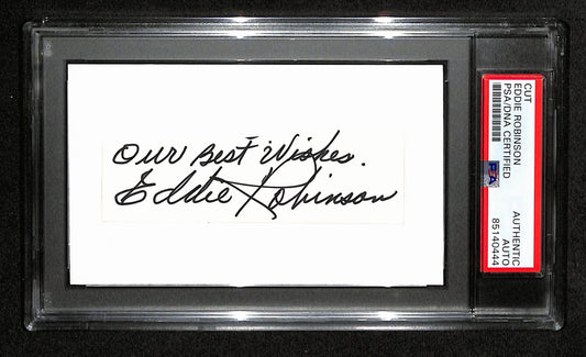Eddie Robinson  Autographed 3x5 Cut Card PSA/DNA 186548