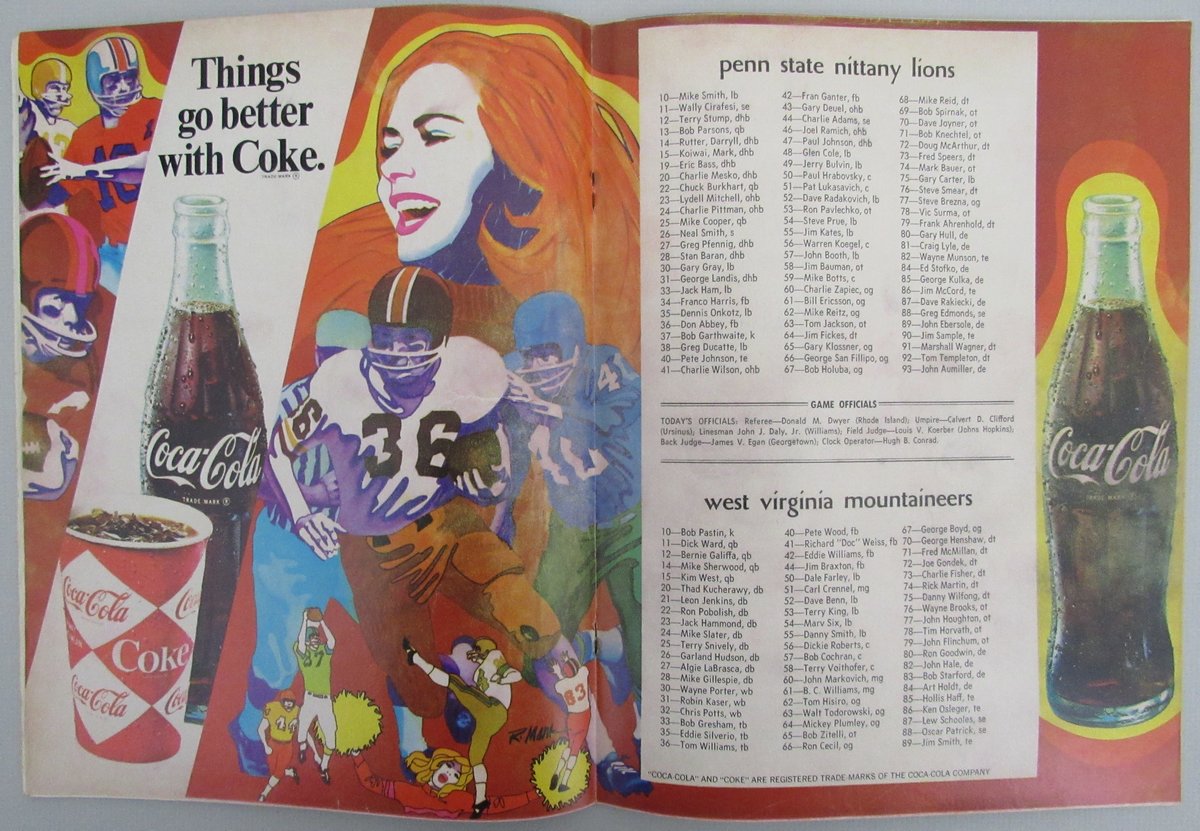 October 11, 1969 Penn State vs. West Virginia Homecoming Game Program 192975