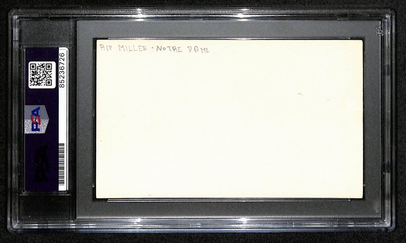 Rip Miller CFB HOF Signed/Auto 3x5 Index Card Notre Dame PSA/DNA 189017