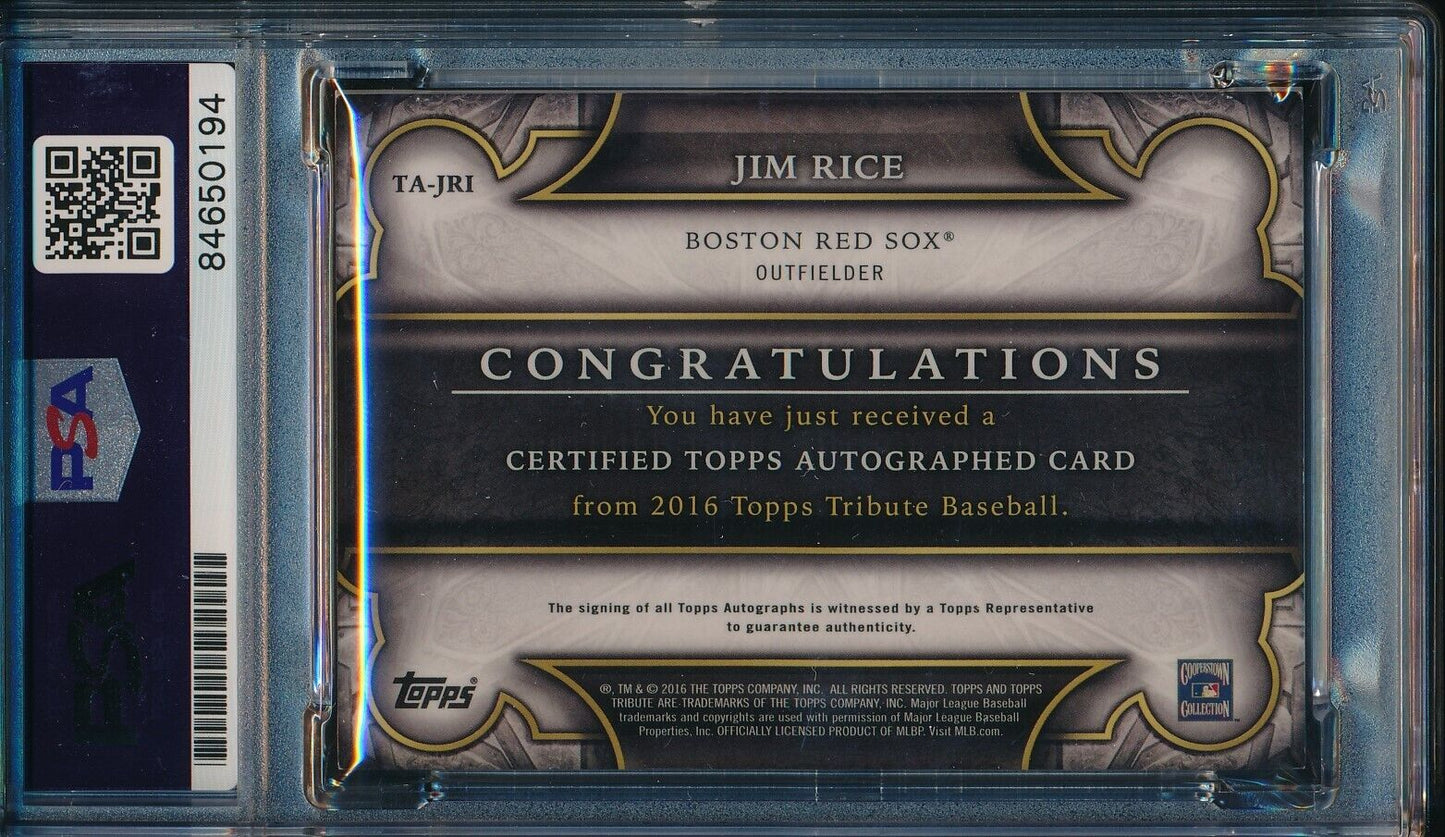 2016 TOPPS Tribute 85/99 Jim Rice HOF #TA-JRI Card Signed Red Sox PSA/DNA