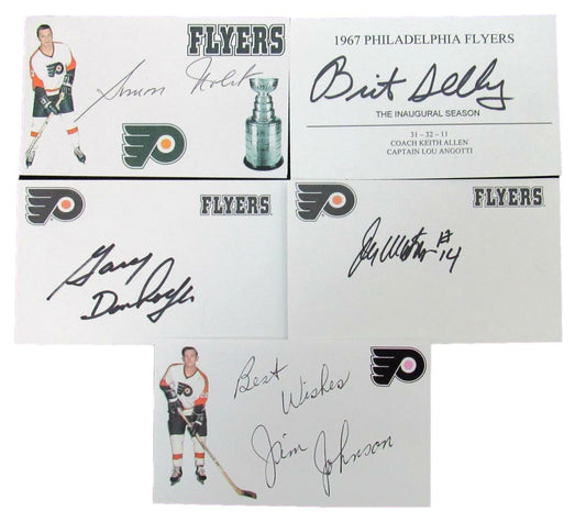 Lot of 5 Philadelphia Flyers Signed 1967 3x5 Index Cards incl Watson 150122