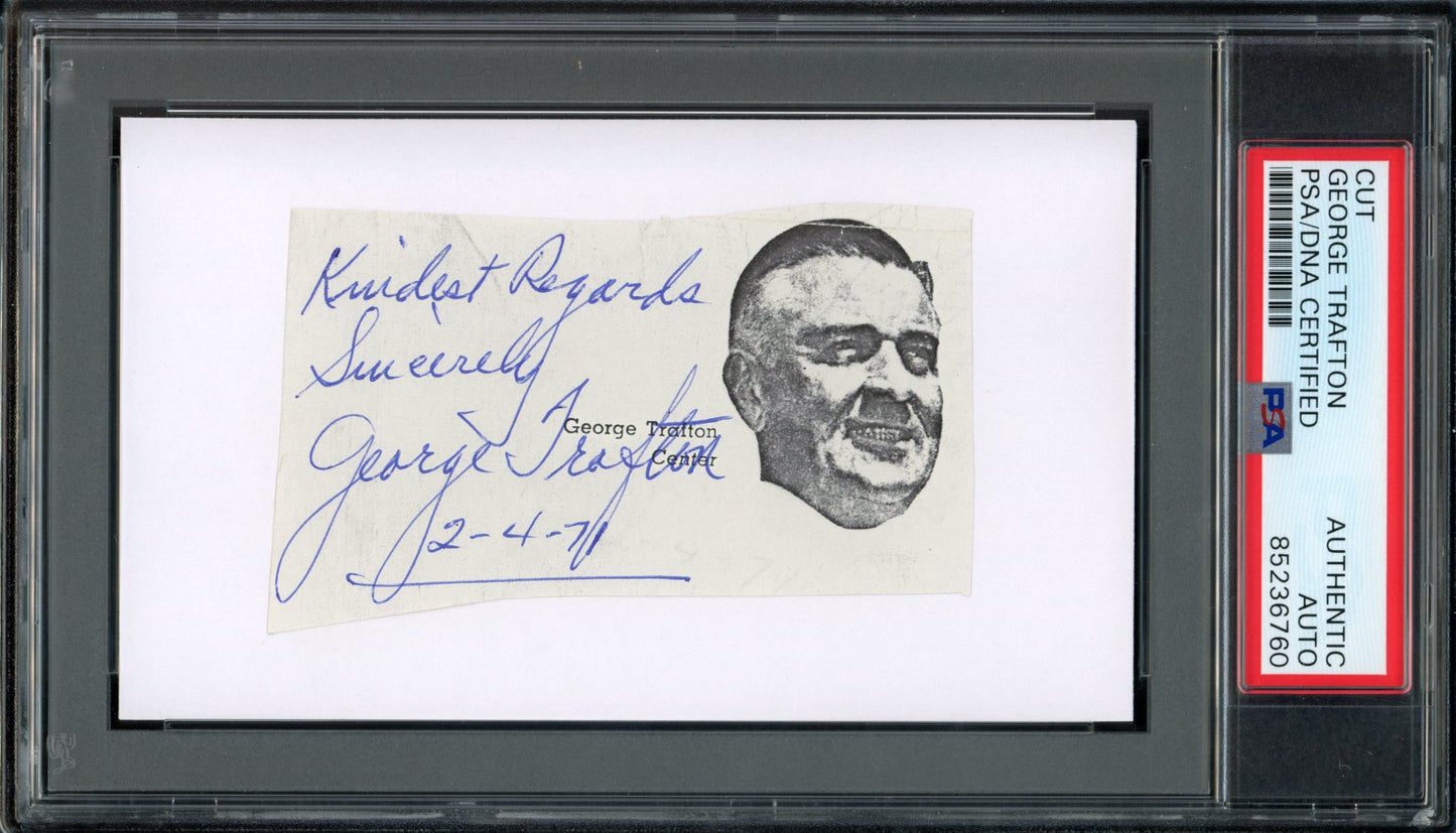 George Trafton HOF Signed/Inscr Cut Photo on 3x5 Card Bears PSA/DNA 188273