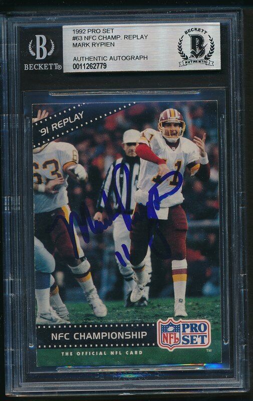 Mark Rypien Redskins SB XXVI MVP Signed 1992 Pro Set Card #63 Beckett 143433