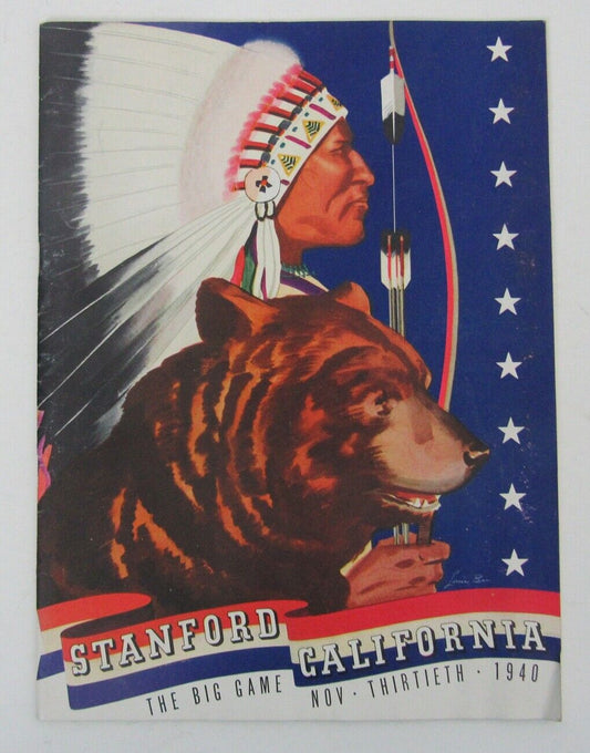 1940 Stanford vs. California College Football Game Program 151849