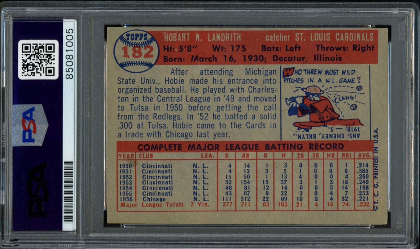 Hobie Landrith Signed 1957 Topps Card #182 St. Louis Cardinals PSA/DNA 184152