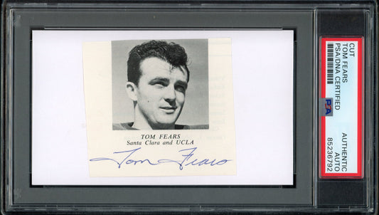 Tom Fears HOF Signed/Auto Cut Photo on 3x5 Card LA Rams PSA/DNA 188275