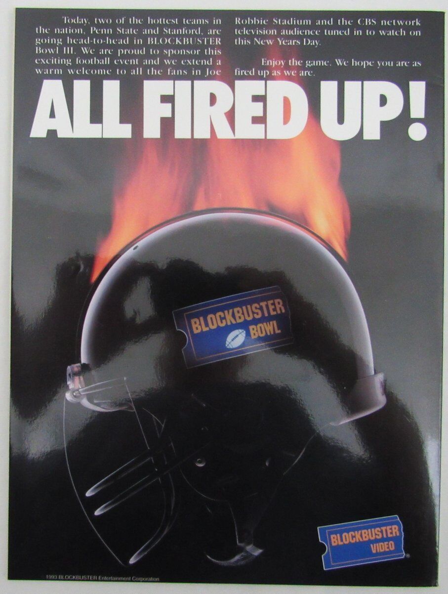 1993 Blockbuster Bowl Program PSU Penn State Nittany Lions vs. Stanford 137141
