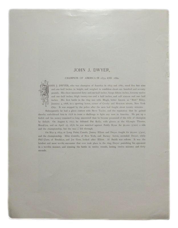 John J. Dwyer Boxer 1895 Boxing Gladiators 11x15 Supplement Poster