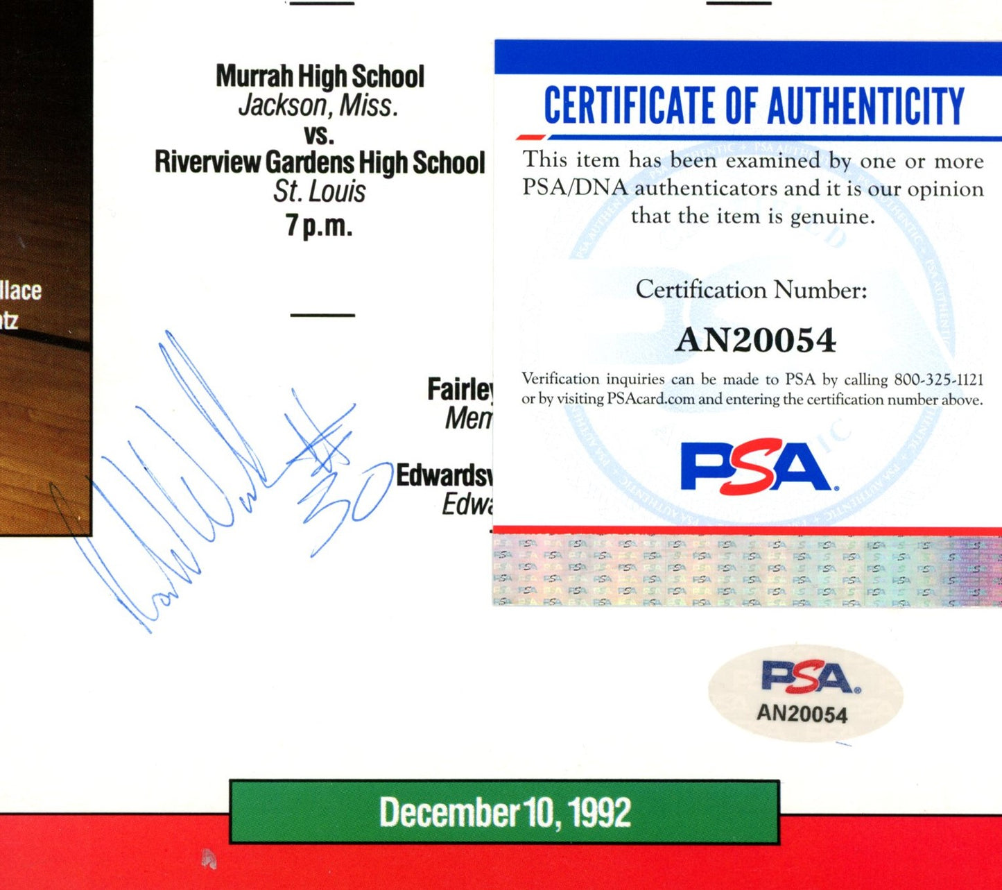 Rasheed Wallace Signed/Auto 8x10 Photo Simon Gratz PSA/DNA 188071