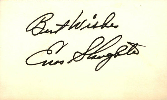 Enos Slaughter HOF Yankees/Braves d.2002 Signed/Auto 3x5 Index Card 162471