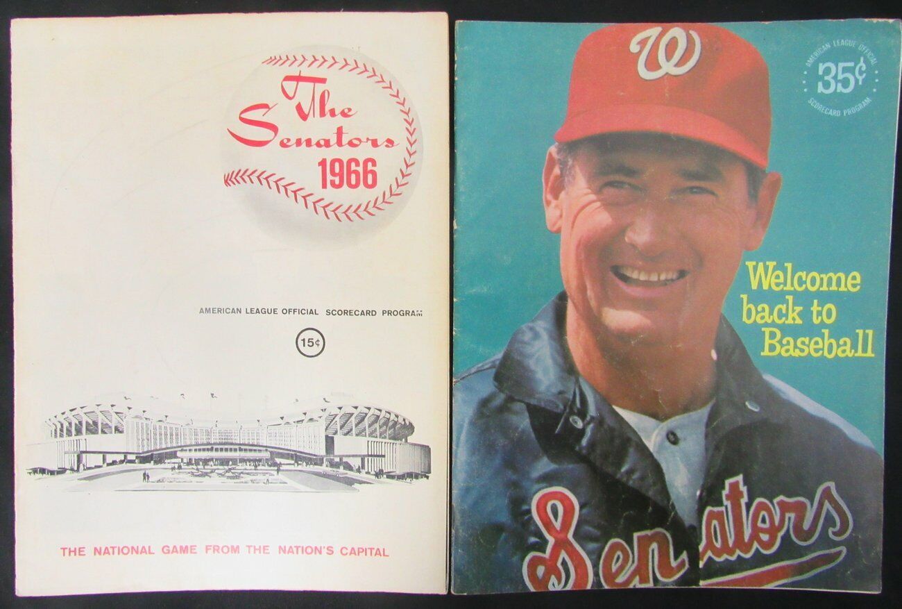 Lot of 2 Washington Senators 1966/1969 Game Programs Ted Williams 153956