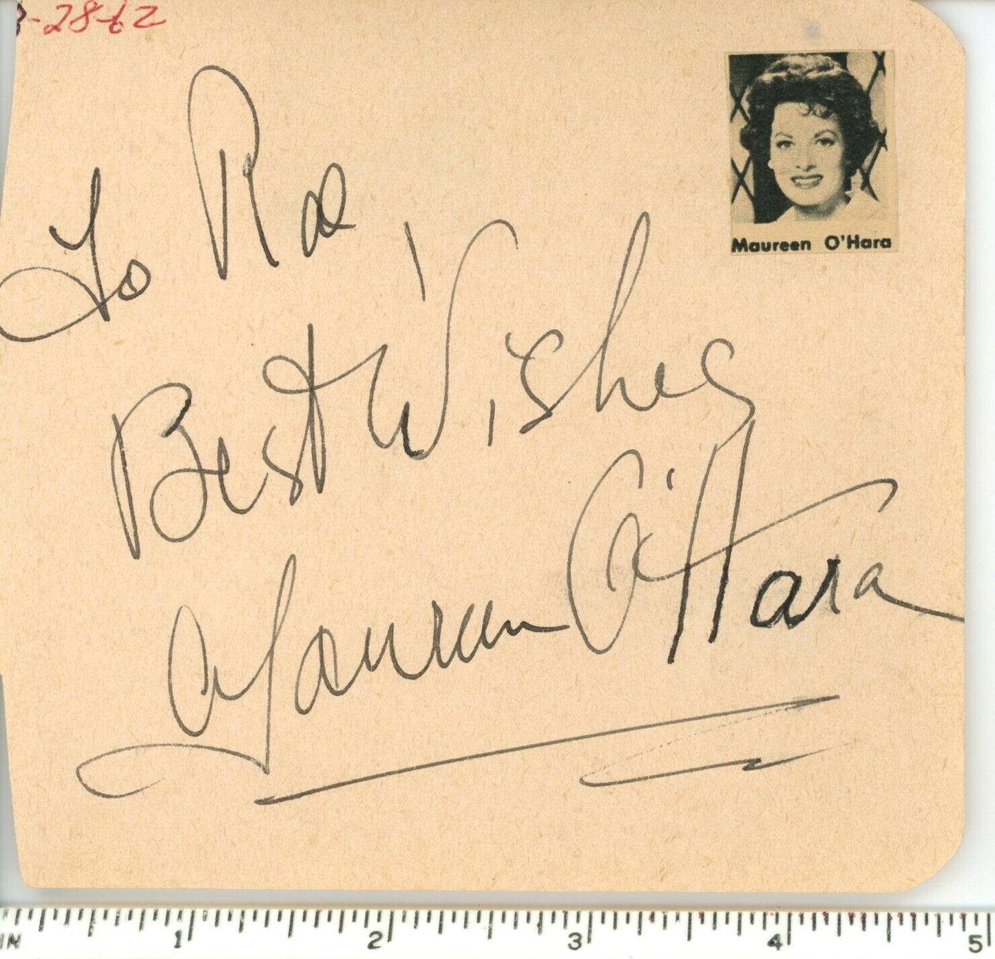 Maureen O'Hara Actress Signed/Inscribed Cut Album Page RARE Photo 159005