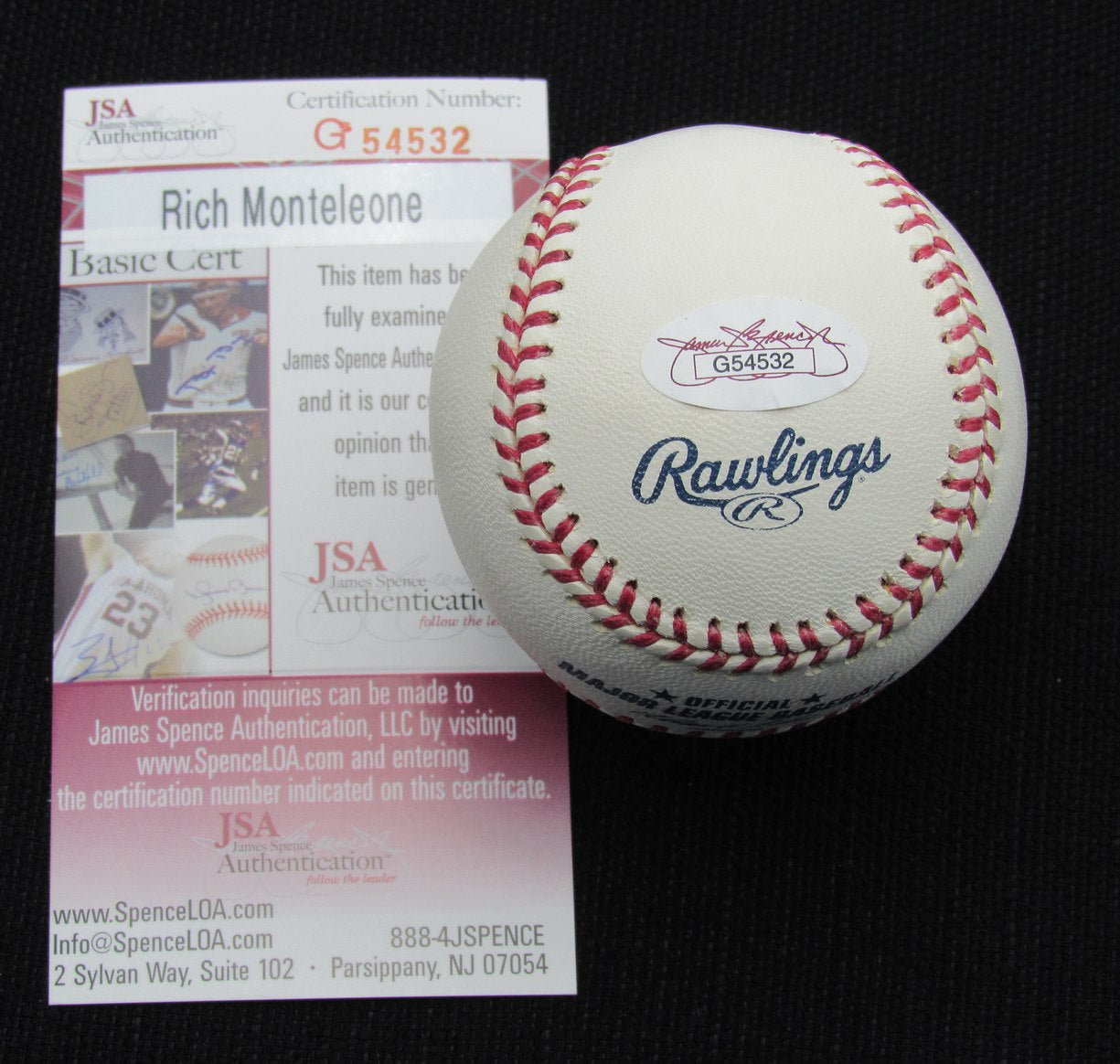 Rich Monteleone Signed/Auto Yankees 100th OML Baseball JSA 186694