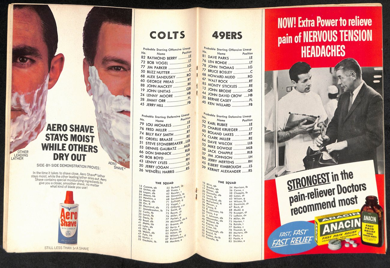 October 3, 1965 Football Program Baltimore Colts vs. San Francisco 49ers 189403