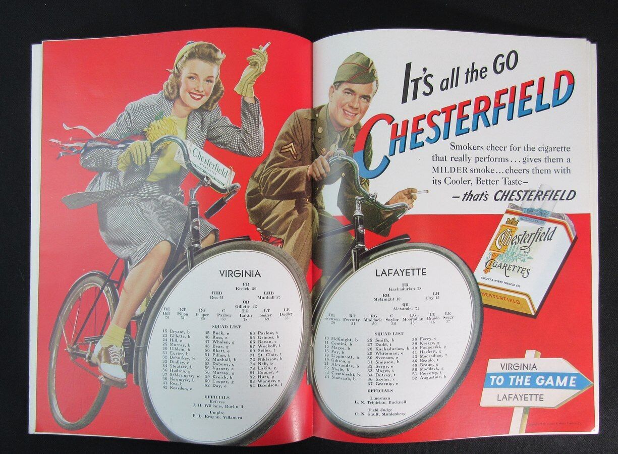 October 24, 1942 Univ of Virginia vs. Lafayette College Football Game Program