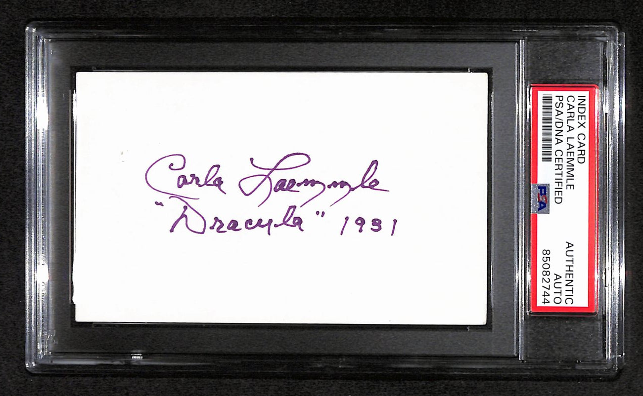 Carla Laemmle Signed/Inscribed 3x5 Index Card "Dracula" 1931 PSA/DNA 183931