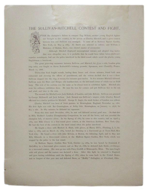 Charlie Mitchell Boxer 1895 Boxing Gladiators 11x15 Supplement Poster.