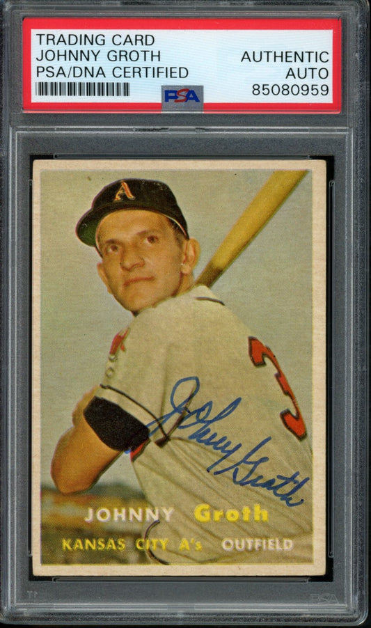 Johnny Groth Signed 1957 Topps Card #360 Kansas City A's PSA/DNA 184160