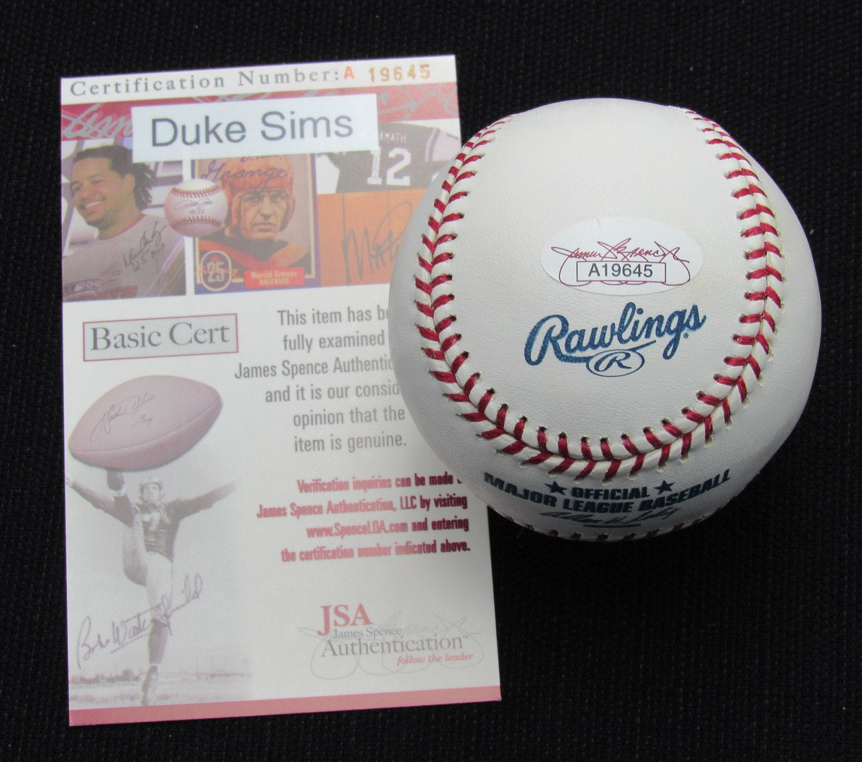 Duke Sims Signed/Auto Yankees 100th OML Baseball JSA 186890