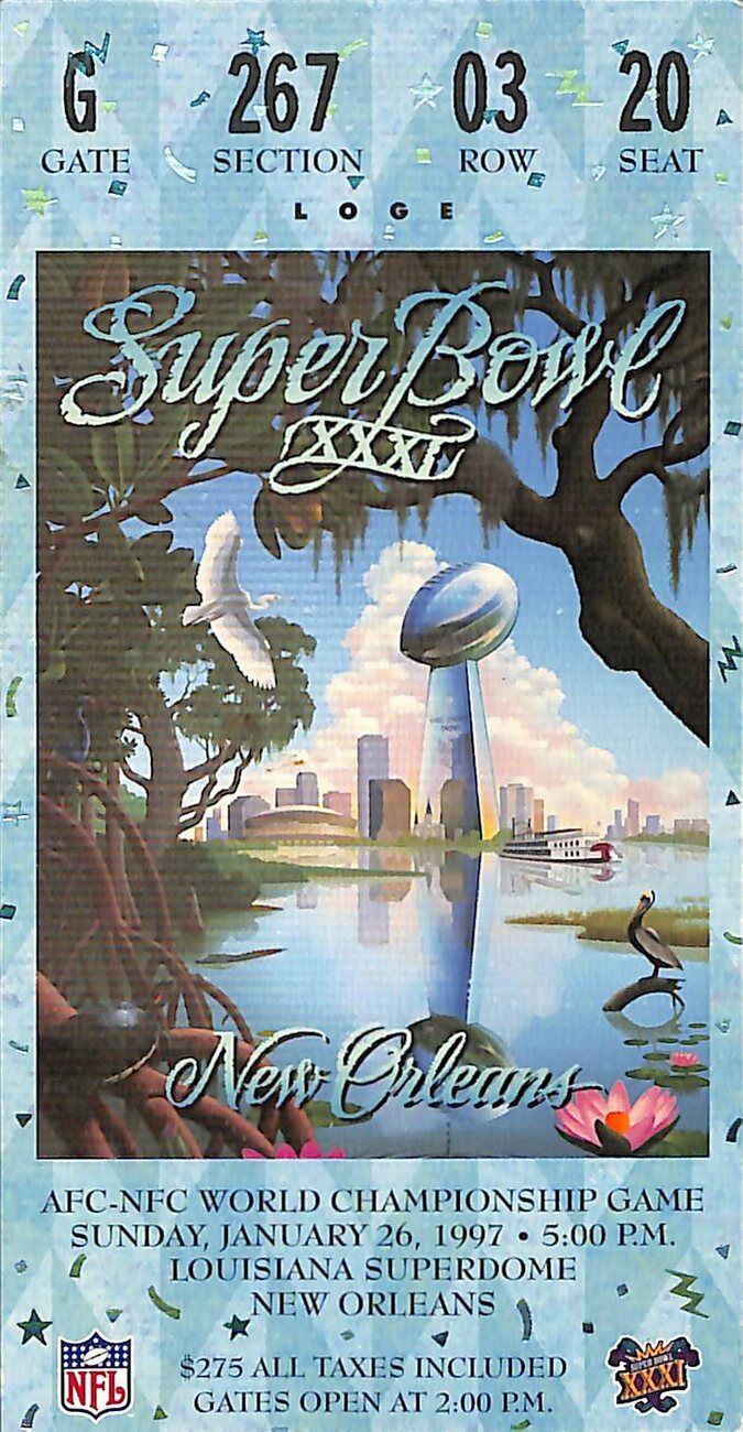 January 20, 1997 Super Bowl XXXL Ticket Stub Packers vs. Patriots 179656