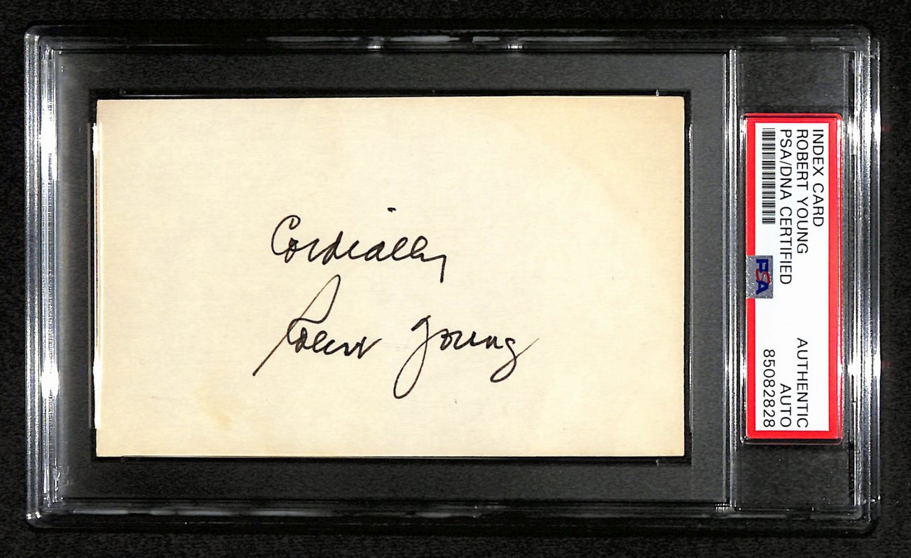 Robert Young Autographed/Inscribed 3x5 Index Card "Marcus Welby" PSA/DNA 184306