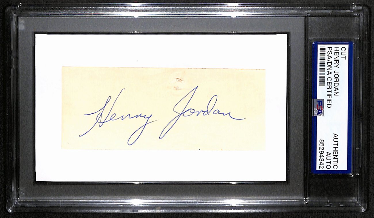 Henry Jordan HOF Signed/Auto Cut on 3x5 Card Green Bay Packers PSA/DNA 190609