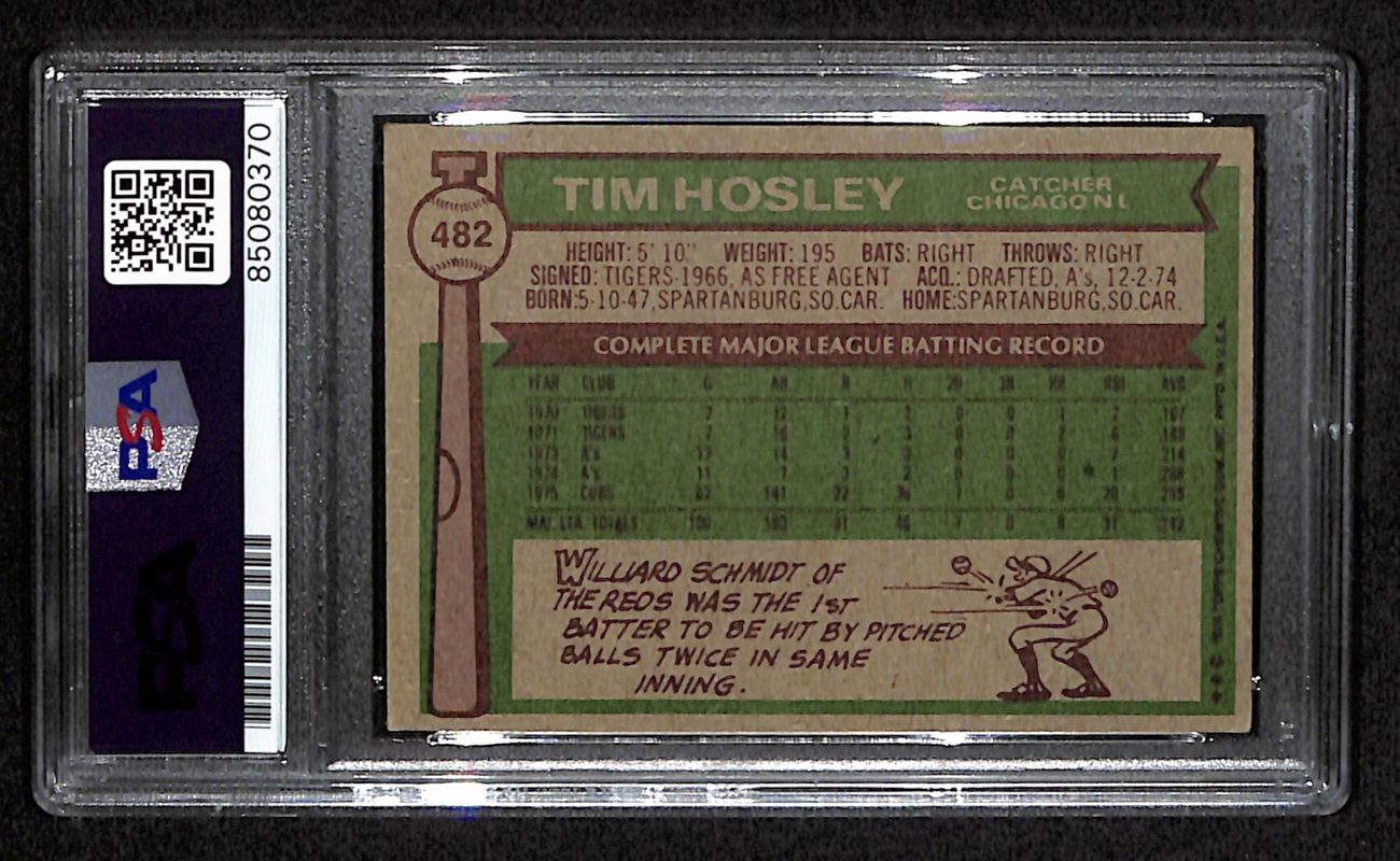 Tim Hosley Signed 1976 Topps Card #482 Chicago Cubs PSA/DNA 184430