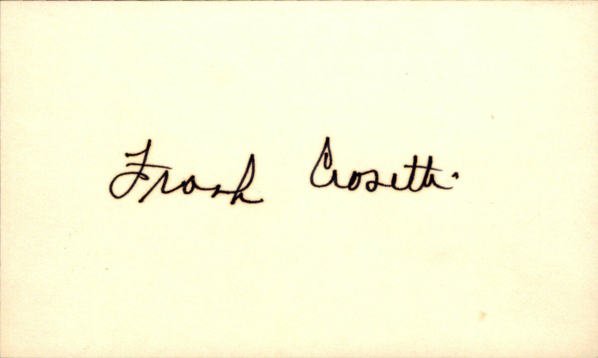 Frank Crosetti New York Yankees d.2002 Signed/Autographed 3x5 Index Card 162506
