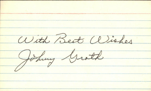 Johnny Groth Tigers/White Sox/Senators Signed/Autographed 3x5 Index Card 162542
