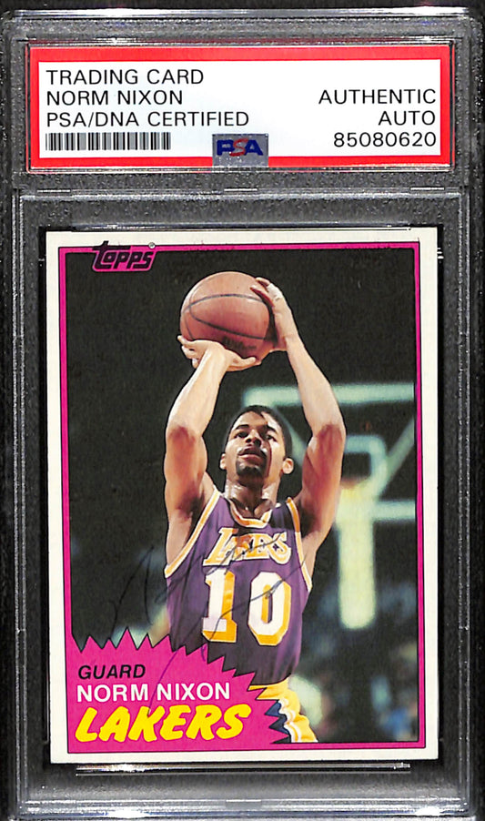 Norm Nixon Signed 1981 Topps Card #22 Los Angeles Lakers PSA/DNA 185077