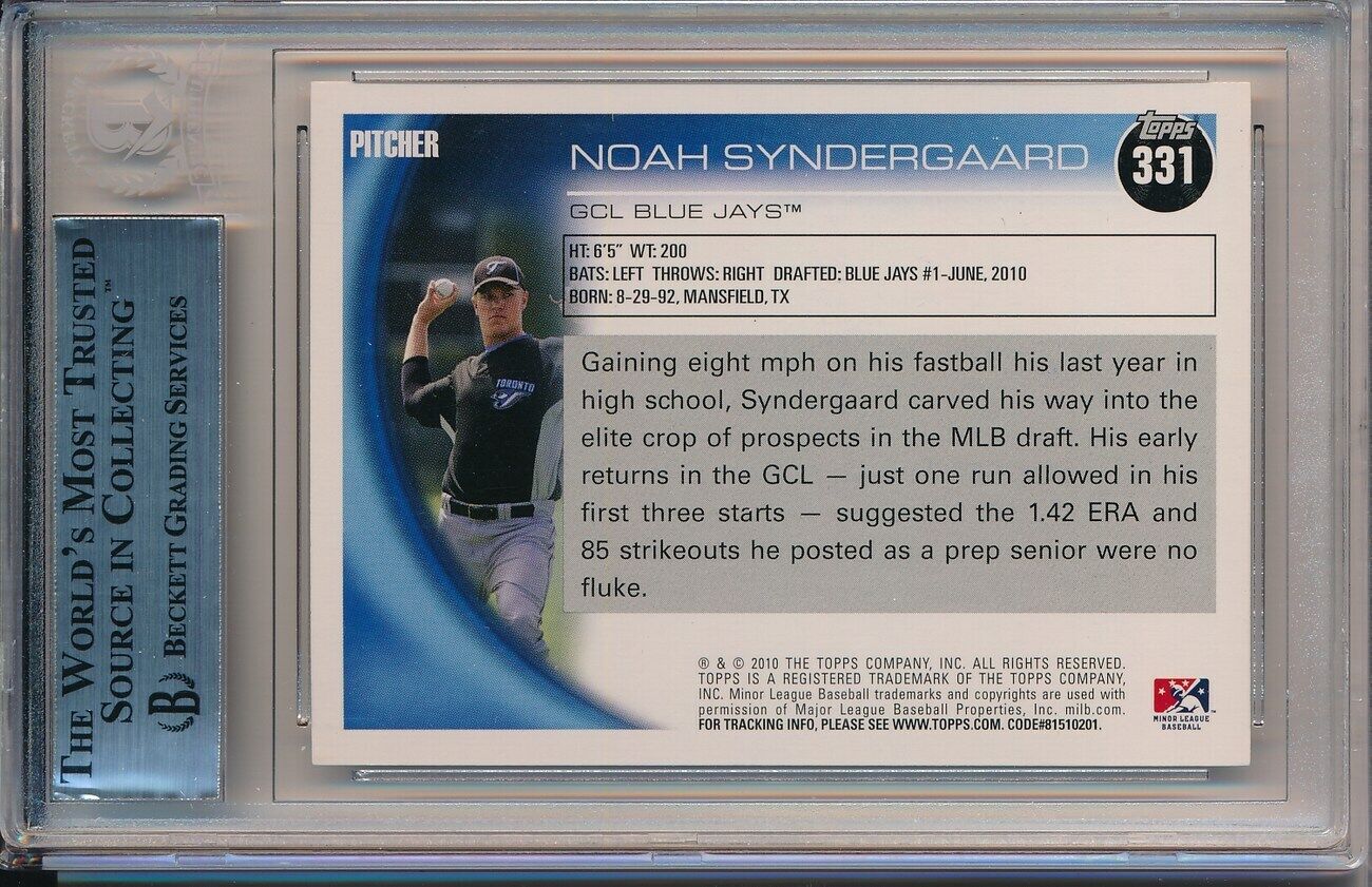 Noah Syndergaard Blue Jays Signed 2010 Topps Pro Debut Card #331 Beckett 148148