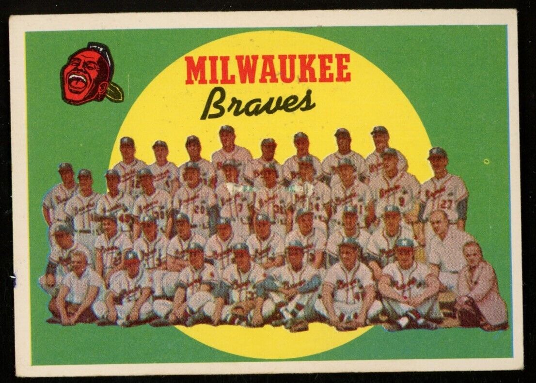 1959 Topps Baseball Milwaukee Braves Team Card #419
