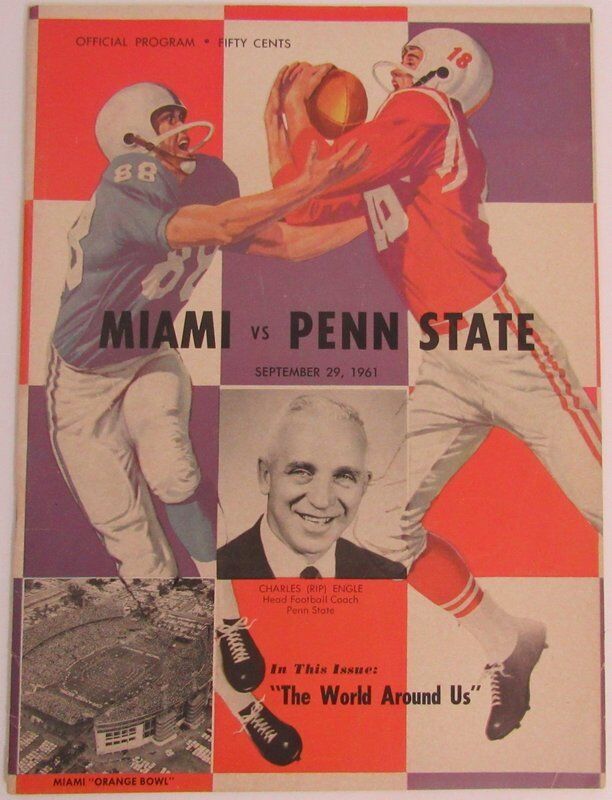 1961 Miami vs. Penn State Nittany Lions Football Program 137801