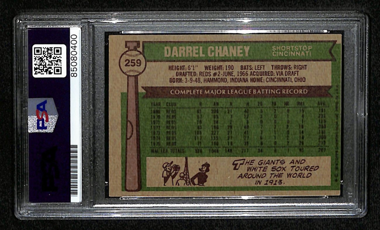 Darrel Chaney Signed 1976 Topps Card #259 Cincinnati Reds PSA/DNA 184423