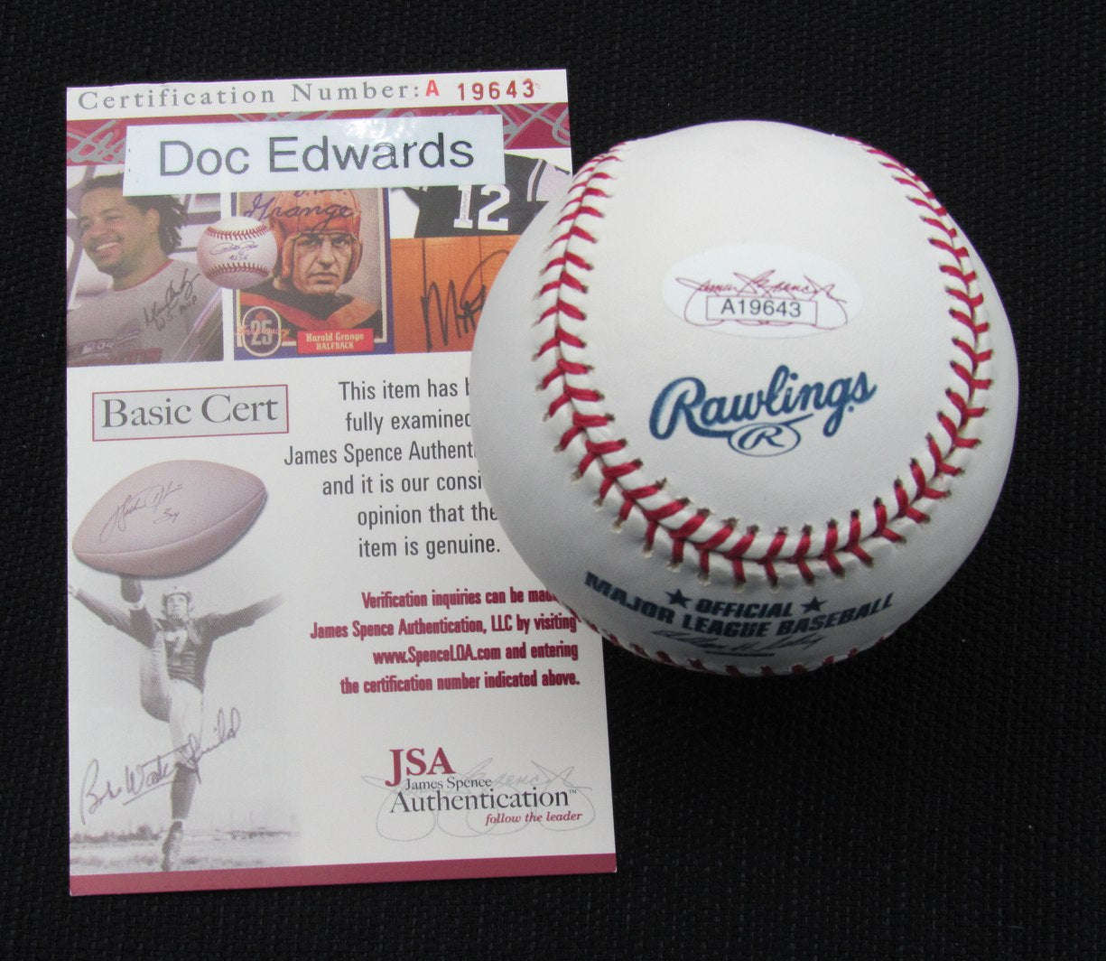 Doc Edwards Signed/Auto Yankees 100th OML Baseball JSA 186654