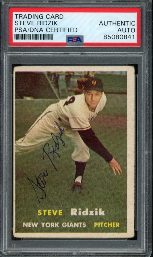 Steve Ridzik Signed 1957 Topps Card #123 New York Giants PSA/DNA 184149