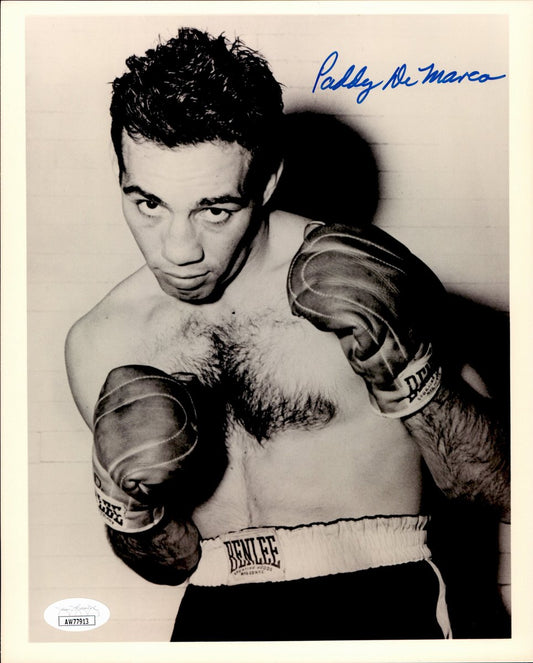 Paddy De Marco Signed/Autographed 8x10 B/W Boxing Photo JSA 191031