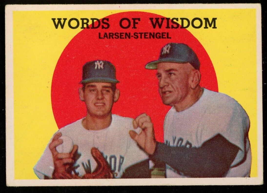 1959 Topps Baseball Don Larsen/Casey Stengel HOF #383 New York Yankees
